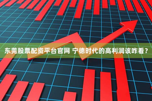 东莞股票配资平台官网 宁德时代的高利润该咋看？